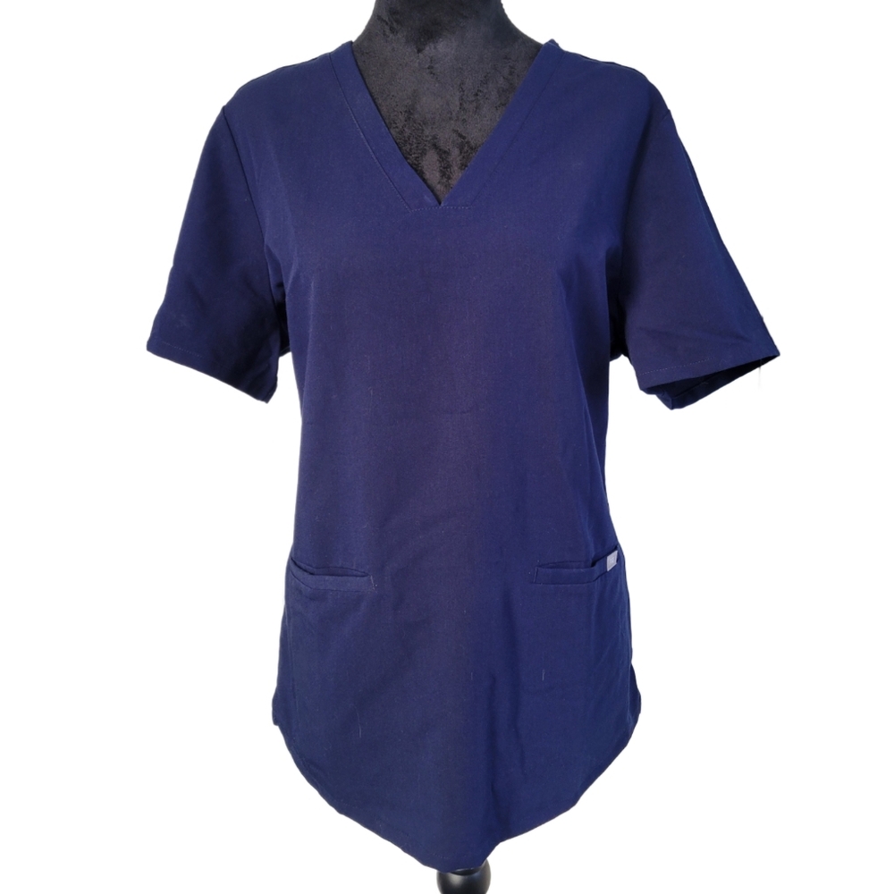 Figs Short Sleeved Navy Women's V-neck Casma Scrub Top - Picture 2 of 4